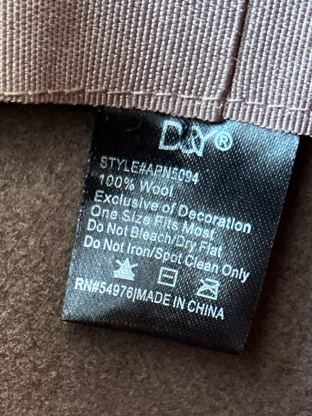 D&Y Brown 100% Wool Felt Wide Brim Fedora Hat Braided Suede Tie One Size - Picture 8 of 10